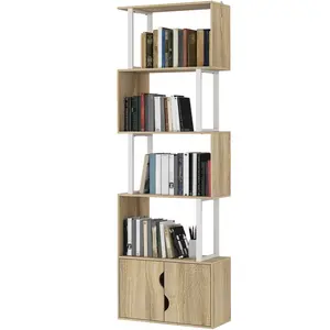 HOMCOM Bibliothèque à 5 niveaux, meuble de rangement avec étagères et ... pas cher
