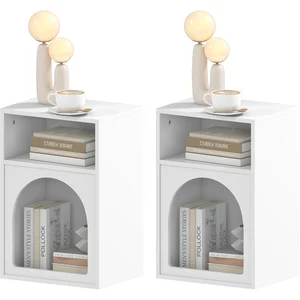 HOMCOM Lot de 2 tables de chevet, table de nuit avec compartiments ouv... pas cher
