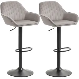 HOMCOM Lot de 2 tabourets de bar, chaises de bar en velours avec dossi... pas cher