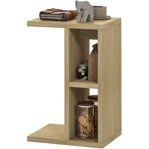 HOMCOM Table d'appoint 3 niveaux en forme de C avec 2 compartiments ou... pas cher