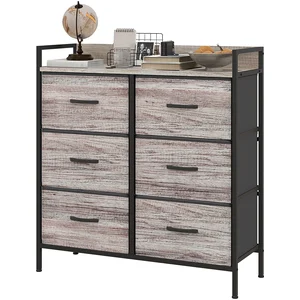 HOMCOM Commode, meuble de rangement pour chambre à 6 tiroirs tissu non... pas cher