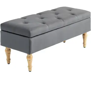 HOMCOM Banc coffre de rangement 2 en 1 banquette en velours avec couve...Vendu paraosom