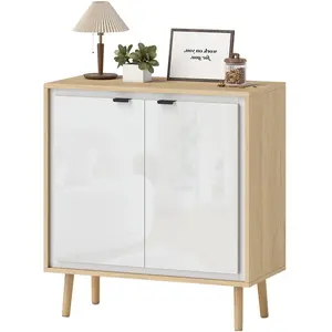 HOMCOM Buffet à haute brillance, meuble de rangement avec double porte... pas cher