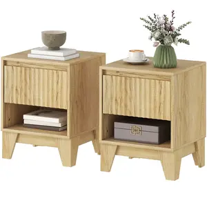 HOMCOM Lot de 2 tables de chevet étroite, table d'appoint compartiment... pas cher