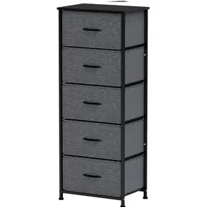 HOMCOM Commode 5 tiroirs meuble de rangement tiroir en tissu pliant - ...