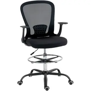 HOMCOM Chaise bureau ergonomique avec repose-pieds ajustable et accoud... pas cher