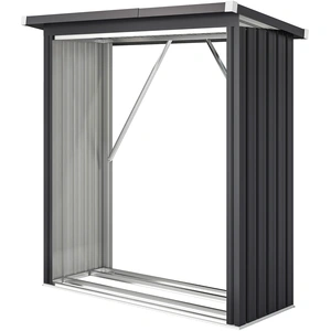 Outsunny Abri-bûches couvert support pour bois de chauffage plancher s... pas cher