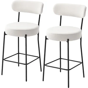 HOMCOM Lot de 2 tabourets de bar en tissu bouclette, chaises de bar av... pas cher