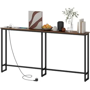 HOMCOM Table console étroite style industriel avec prises de courant e... pas cher