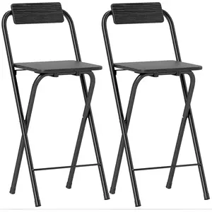 HOMCOM Lot de 2 tabourets de bar pliables avec dossier et repose-pieds... pas cher