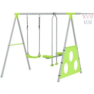 AIYAPLAY Portique balancoire enfant 4 en 1 avec sièges et face à face,... pas cher