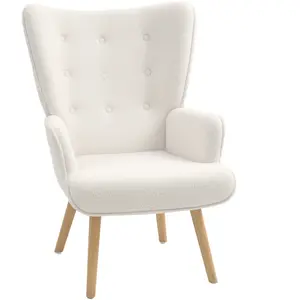 HOMCOM Fauteuil de salon en tissu bouclette, fauteuil capitonné et rem... pas cher