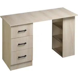 HOMCOM Bureau 120 x 50 cm avec étagères et tiroirs, pour petit espace,... pas cher