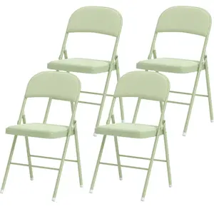 HOMCOM Lot de 4 chaises pliantes et portables intérieur avec assises e... pas cher