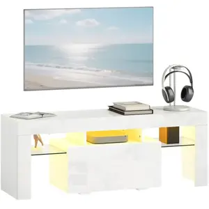 Meuble TV - HOMCOM - éclairage LED RGB haute brillance étagères en ver... pas cher