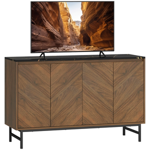 Meuble TV - HOMCOM - 4 portes plateau effet marbre et étagères réglabl... pas cher