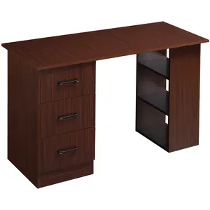 HOMCOM Bureau d'ordinateur réversible, table informatique avec 3 tiroi... pas cher
