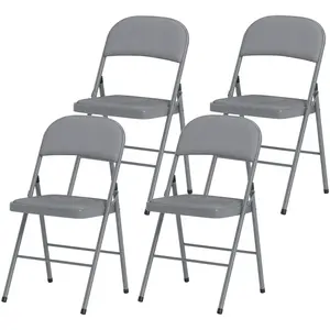 HOMCOM Lot de 4 chaises pliantes et portables intérieur avec assises e... pas cher