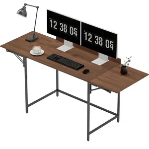 HOMCOM Bureau pliant table d'ordinateur 2 rabats pliables pour 2 écran... pas cher