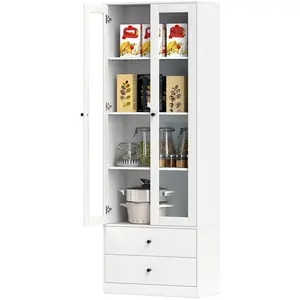 HOMCOM Meuble de rangement moderne avec placard à portes vitrées, étag... pas cher