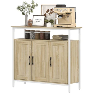 HOMCOM Buffet, meuble de rangement avec 3 portes, compartiment ouvert ... pas cher