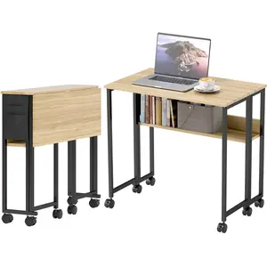 HOMCOM Bureau pliable sur roulettes 80 x 50 cm avec étagère et sac de ... pas cher