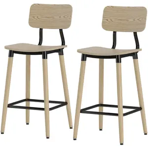 HOMCOM Lot de 2 tabourets de bar avec dossier, hauteur réglable et rep... pas cher