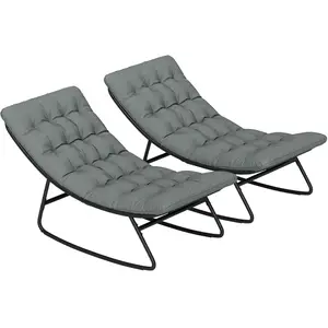 Outsunny Lot de 2 fauteuils à bascule extérieur avec coussins épais, s... pas cher