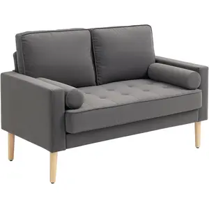 HOMCOM Canapé 2 places banquette moderne en velours 127 cm avec coussi...