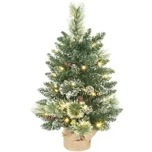 Mini arbre de Noël de table - HOMCOM - floqué - 35 LED pommes de pin f... pas cher