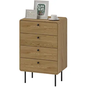 HOMCOM Commode 4 tiroirs, meuble de rangement étroit avec pieds en aci... pas cher