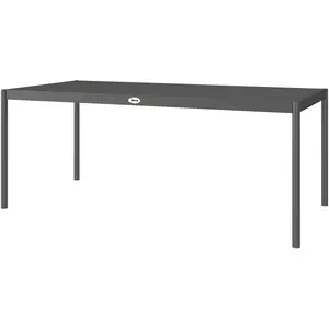 Outsunny Table à manger de jardin acier, table de jardin 8 personnes plateau à lattes rectangulaire 186 x 90 x 74 cm gris foncé pas cher