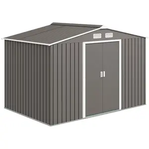 Outsunny Abri de jardin 2,77L x 1,91l x 1,92H m fondation incluse port... pas cher