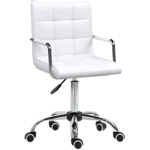 Comparateur de prix : HOMCOM Chaise de bureau fauteuil manager pivotant hauteur réglable revêtement synthétique capitonné blanc