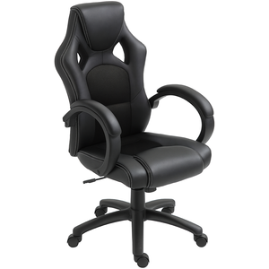 HOMCOM Chaise Bureau Luxe Pivotant Fauteuil Ordinateur Manager Noir pas cher