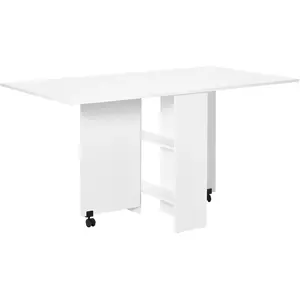 HOMCOM - Table de cuisine - Bois - 85x64x13cm - Blanc pas cher