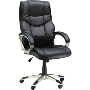 HOMCOM Chaise Bureau Luxe Pivotant Fauteuil Ordinateur Manager Noir pas cher