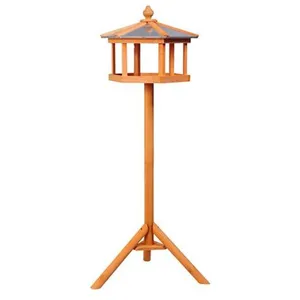 Comparateur de prix : HOMCOM Mangeoire sur pied nichoir a plateau station a oiseau bois pour...