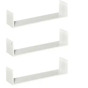 Comparateur de prix : HOMCOM Lot de 3 étagères murales flottantes grain de bois blanc