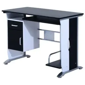 Comparateur de prix : HOMCOM Bureau informatique design en mdf 100 L x 52 I x 75H cm noir et blanc