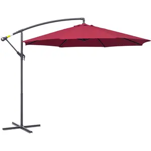Comparateur de prix : Outsunny Parasol déporté octogonal à manivelle inclinable manivelle avec pied en acier diamètre 3 m rouge