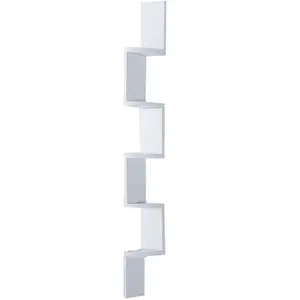 Comparateur de prix : Étagère d'angle murale HOMCOM - Zigzag - Blanc - 120 cm - 5 niveaux