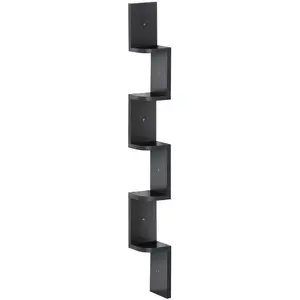 Comparateur de prix : HOMCOM Etagère d'angle design contemporain zig zag 5 niveaux 12L × 12l × 120H cm noire