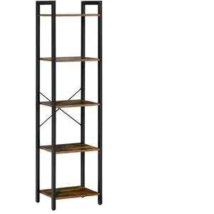 HOMCOM Étagère bibliothèque industriel 5 étagères Dim.40L x 30l x 154H cm pas cher