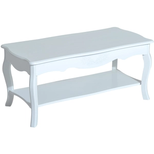 HOMCOM Table Basse Rectangulaire Style Baroque avec Etagère Bois Paulo... pas cher