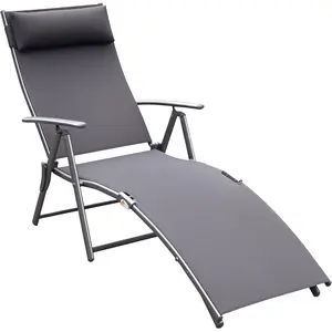 Comparateur de prix : Outsunny Transat inclinable multi-positions pliable gris