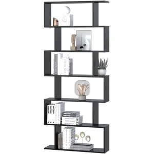 Comparateur de prix : Bibliothèque étagère zig zag HOMCOM - Design contemporain - 6 niveaux - Noir