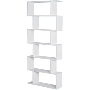 Comparateur de prix : HOMCOM Bibliothèque étagère zig zag design contemporain 80l x 23l x 192h cm 6 niveaux blanc