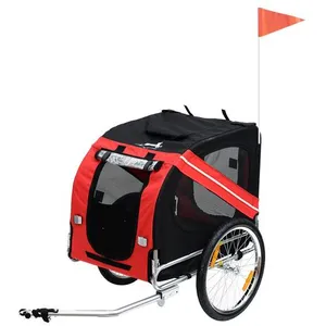 Comparateur de prix : PawHut Remorque vélo pour Chien Animaux Pliable 8 réflecteurs Drapeau ...