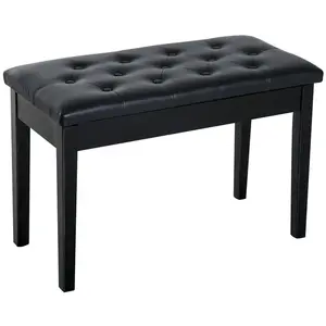 Comparateur de prix : HOMCOM Tabouret de Piano avec Coffre de Rangement en Similicuir Noir 76 x 36 x 50 cm